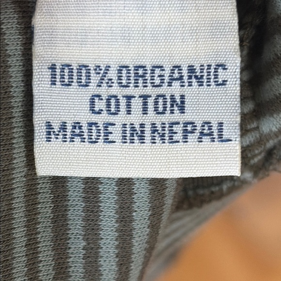 Synergy Organic Clothing Green Striped Reset Dress Kalamata Long Sleeve Womens M - Picture 9 of 10